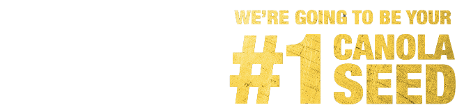 The DEKALB logo is on the left in white with yellow text reading “we’re going to be your #1 canola seed” to the right.
